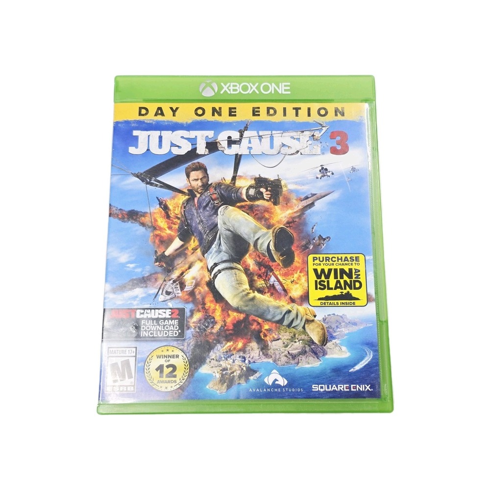 Just Cause 3 Xbox One Day One Edition Video Game Case Disc Insert Codes Square E